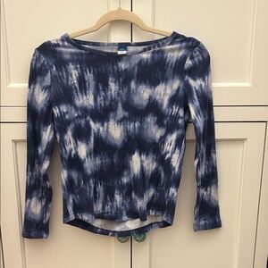 Old Navy Navy Tie-Dye Long Sleeve Top
